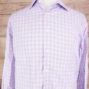 Charles Tyrwhitt Shirt Mens 17.5 34 XL Purple Check Classic Fit Dress Business
